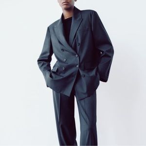 NWT Zara Wool Blend Double Breasted Jacket Blazer Limited Edition